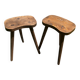 Pair of vintage farmhouse stools in solid oak