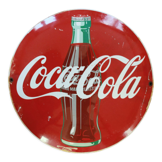 Plaque émaillée bombée ronde Coca-Cola 1960's États-Unis