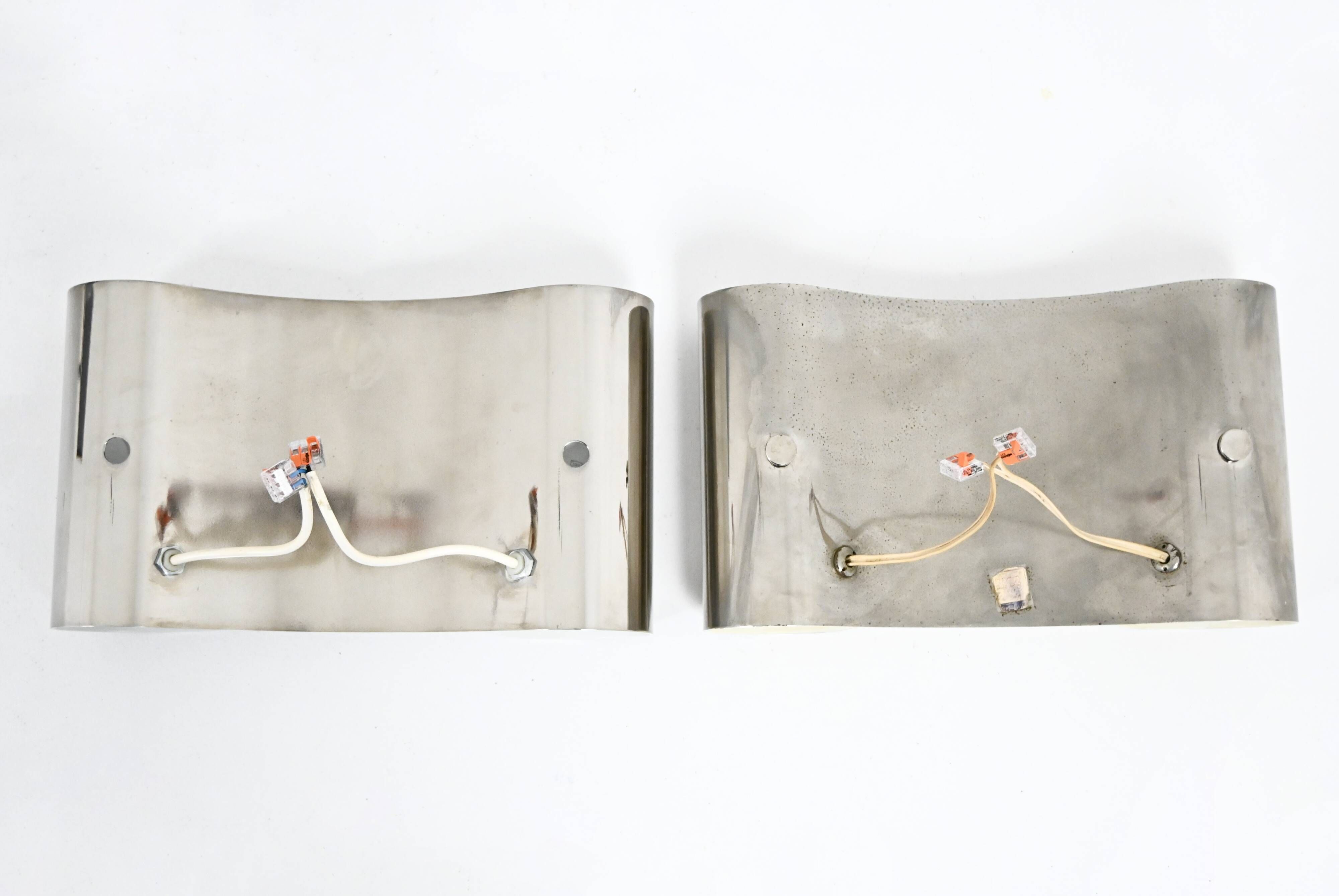 Pair of Chrome Foglio Wall Lights by Tobia & Afra Scarpa for Flos, 1960s