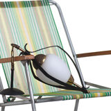 Lustre vintage opaline & métal noir 1950