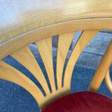 Pair of vintage 80s thonet Baumann style curved wood restaurant armchairs