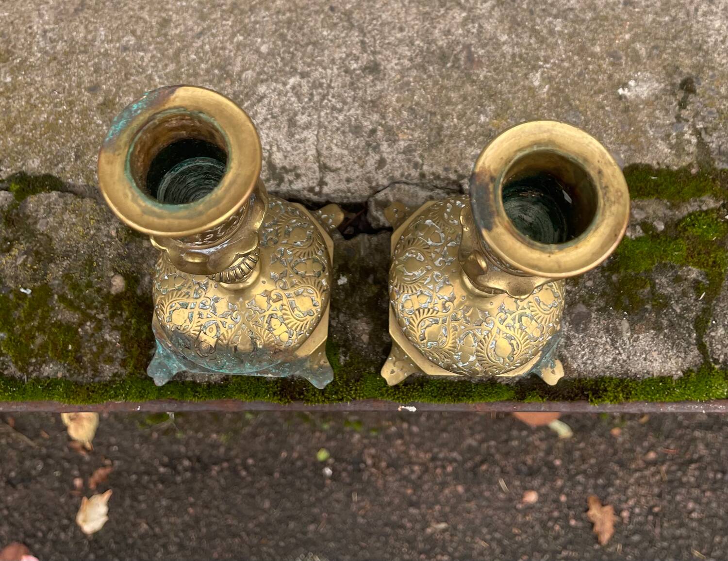 Old pair of candlesticks