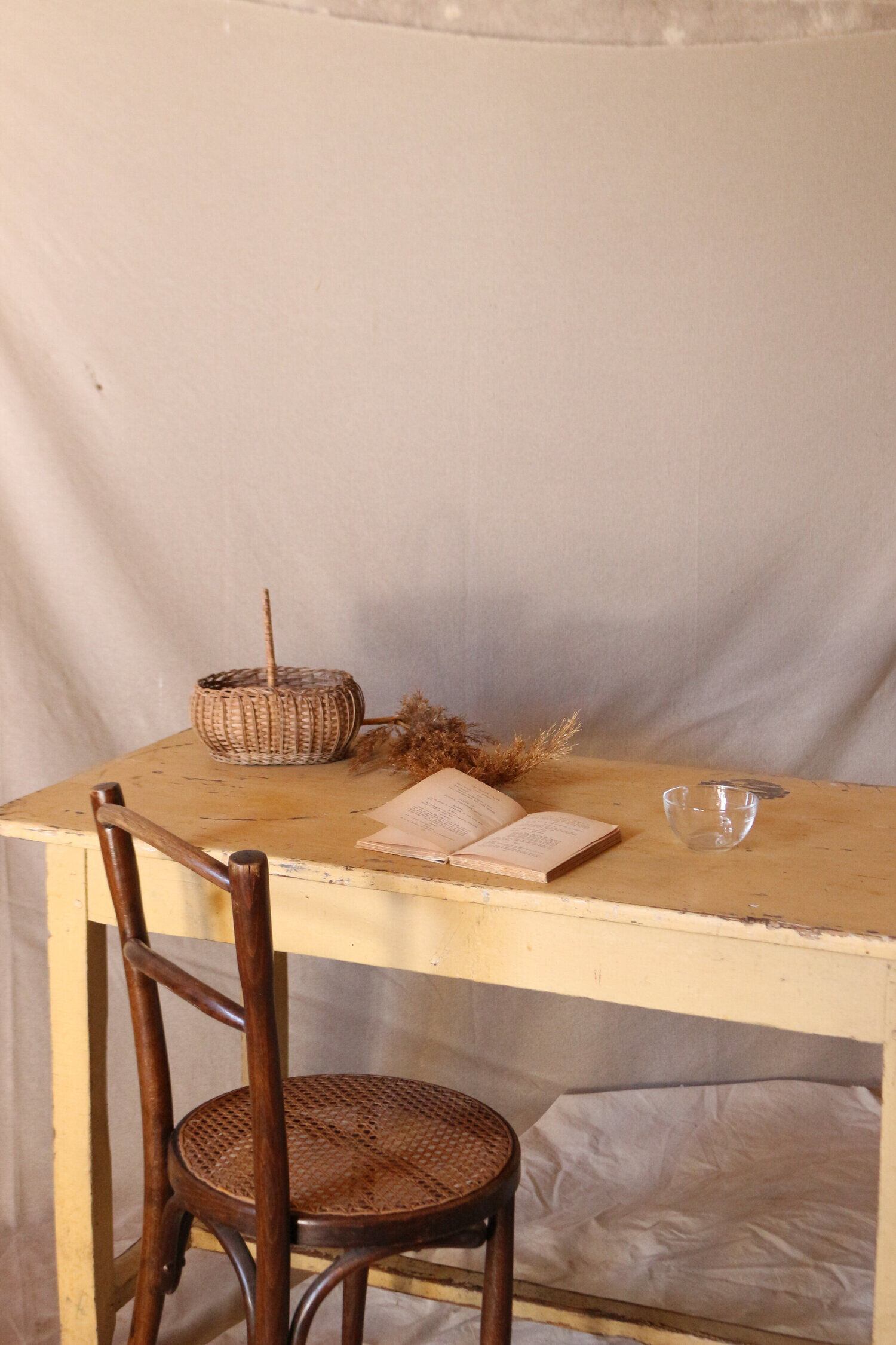 Yellow farmhouse table