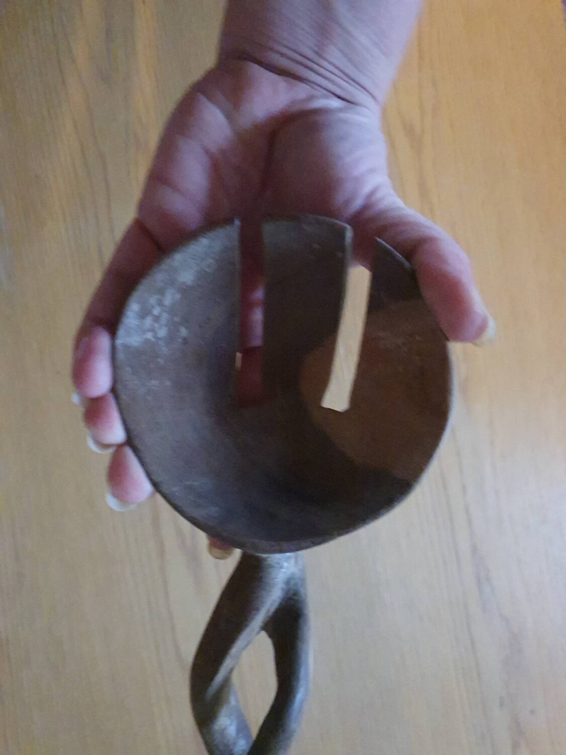 Twisted wooden spoon carved hands vintage folk art