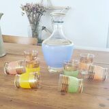 Service à liqueur multicolore en verre