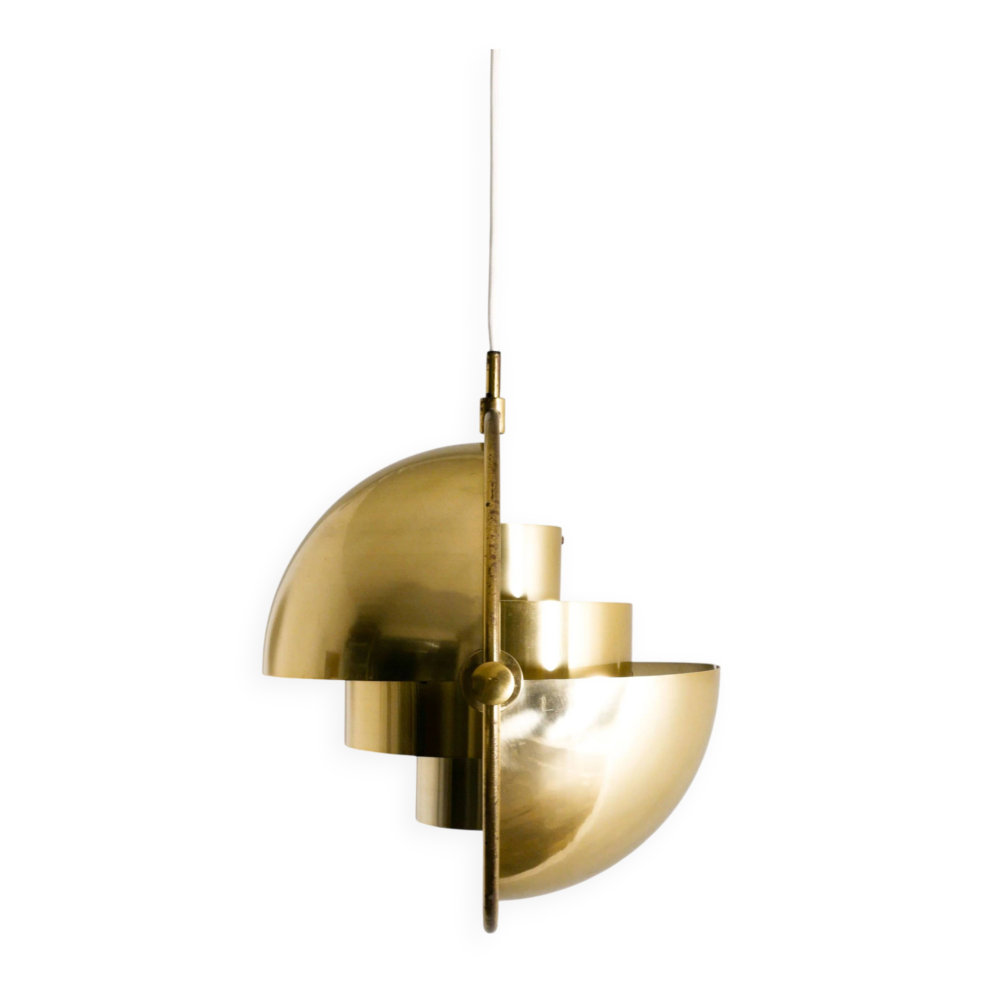 Vintage Danish Mid Century Louis Weisdorf "Multi Lite" Brass Pendant, 1960s