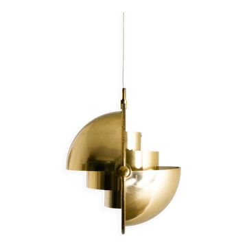 Vintage Danish Mid Century Louis Weisdorf "Multi Lite" Brass Pendant, 1960s