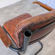 Chaise de salle à manger en cuir matelassé vintage : fauteuil de bureau industriel