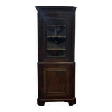 Encoignure anglaise XIXème en noyer, acajou et chêne