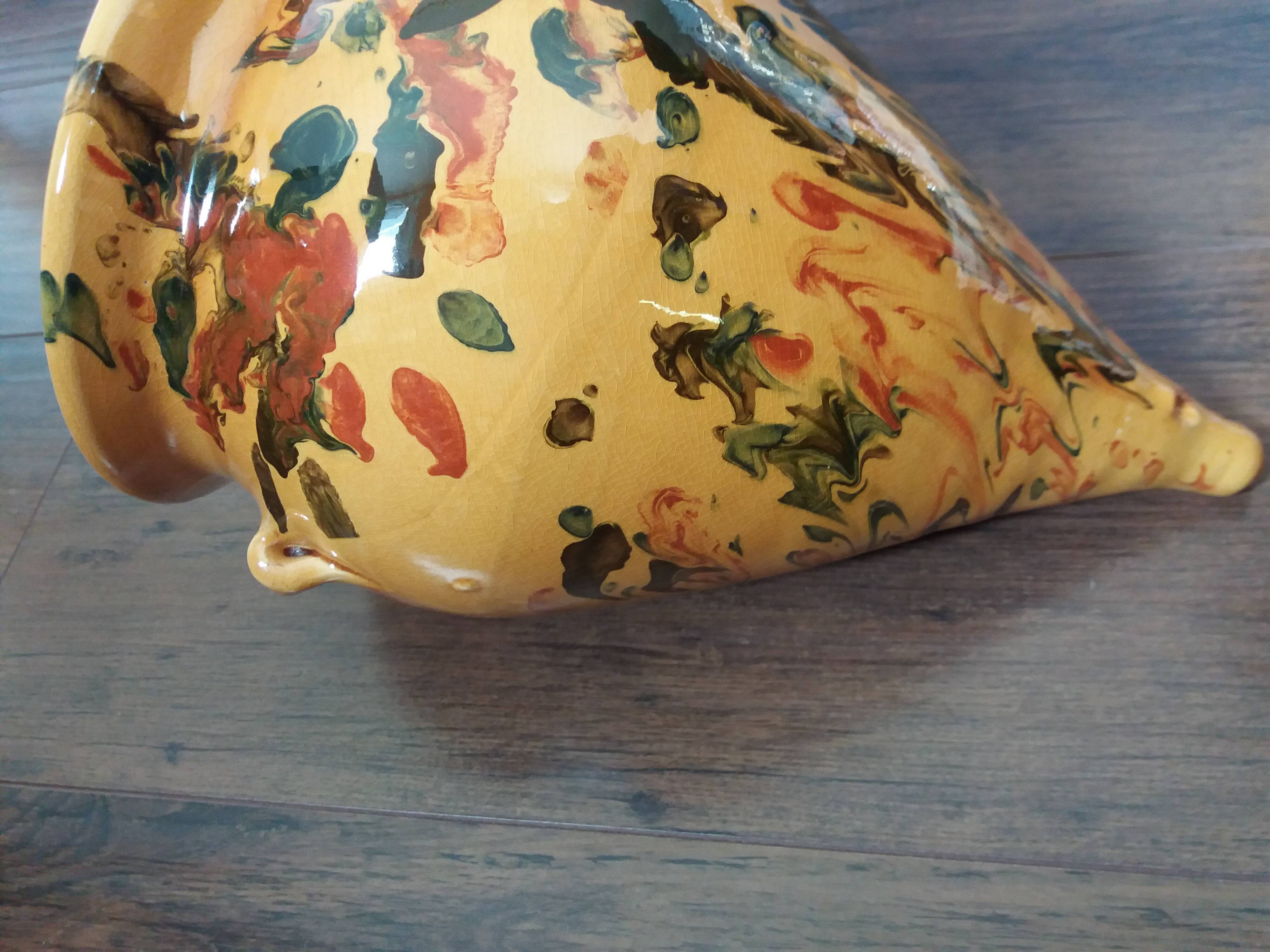 Pot jarre en terre cuite, jaspé, poterie provençale ou catalane à suspendre