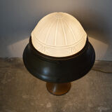 Art Deco lamp in patinated brass and moulded glass, circa 1930
