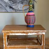 Vintage patinated solid wood side bench