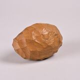 Carved box with a chisel in solid wood, France, around 1960.