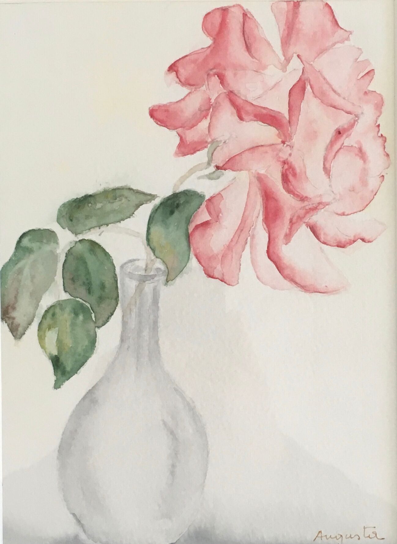Watercolor rose and soliflore