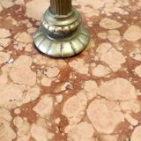 Lampadaire télescopique en laiton avec plateau en marbre travertin rouge, Italie