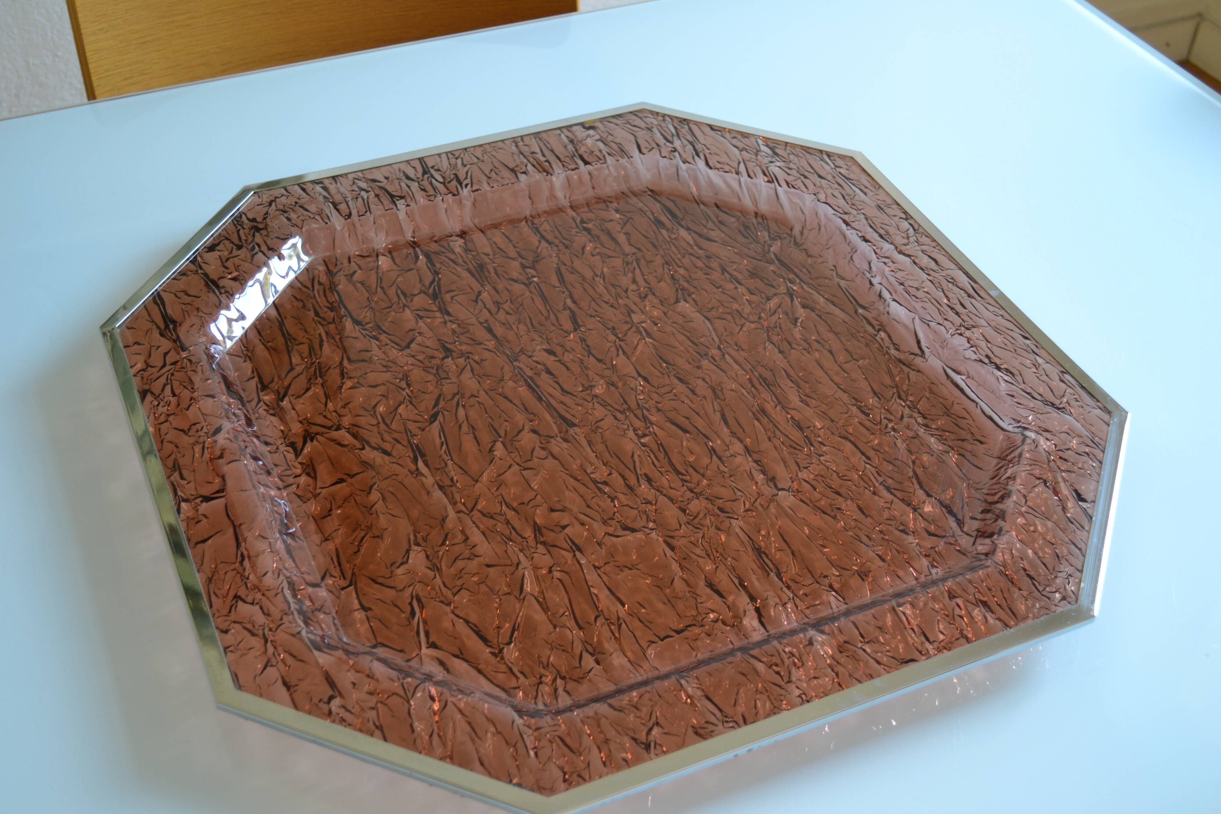 1970 tray in smoked lucite