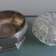 Flower vase in glass VMC Reims and pewter bowl from Manoir Paris