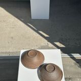 Duo of ceramic bowls interior glazed exterior matt raw earth
