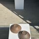 Duo of ceramic bowls interior glazed exterior matt raw earth