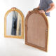 Pair of rattan and copper mirrors