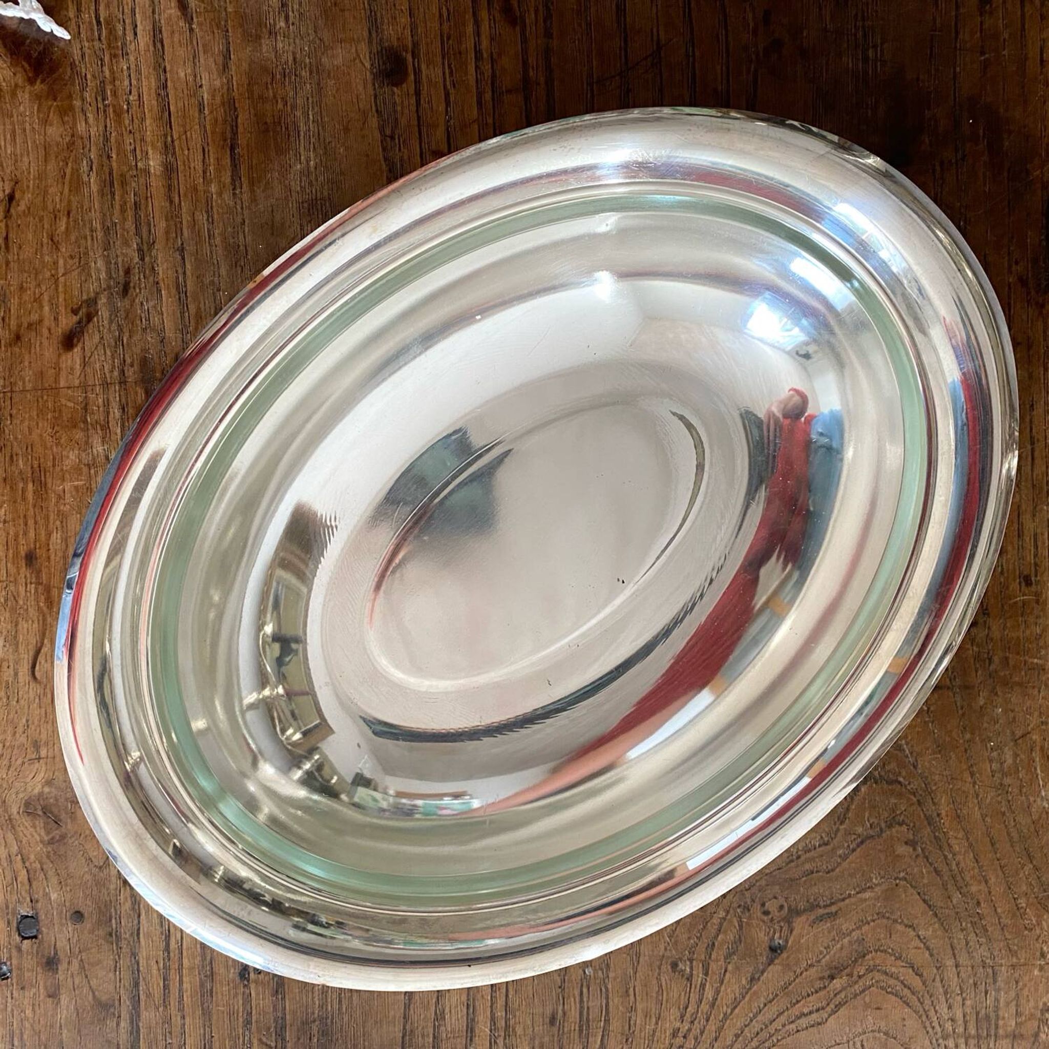 Silver oval serving dish