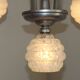 French Art Deco chandelier in silver-finished brass with 5 lights, Clichy white glass 4456.