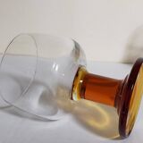 Six amber stemmed glasses from the 70s