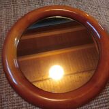 Large round mirror in cherry wood