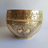 Ancien cache pot laiton cerises vintage
