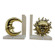 Vintage bookends sun and moon lucite and brass, 1970s