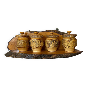 Brutalist wooden spice jars