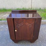 Art Deco bedside table in glossy dark oak