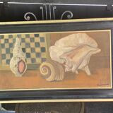 Large painting frames shells, cabinet of curiosities, sign