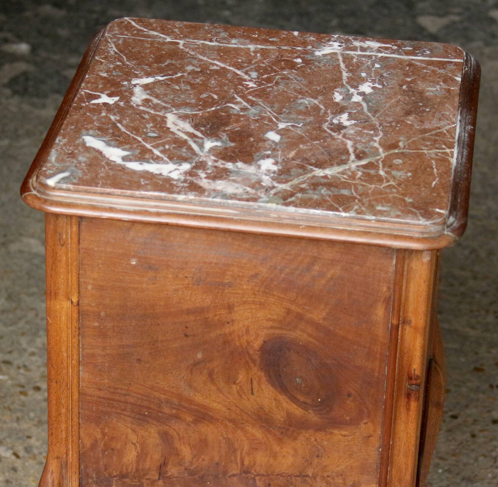 Rare a.arbey (au vieux noyer) bedside table from the beginning of the century in walnut.