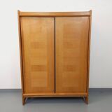 Armoire dressing vintage Guillerme et Chambron en chêne massif années 60