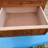 Nightstand 2 drawers walnut oak and burl walnut