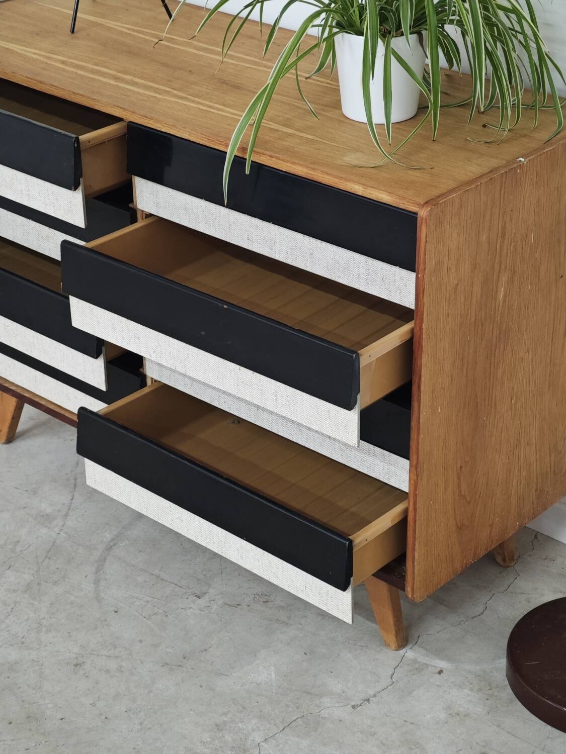 Wooden commode U 453 black and white by Jiri Jiroutek for Intérier Praha