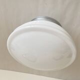 Round ceiling light, white opaline glass, antique lighting fixture
