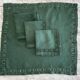 Convent tablecloth and its 4 openwork towels tinted fir green - 115x115cm -mixed linen & cotton
