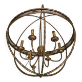Contemporary Gold-Leaf and Clay Sphere Chandelier