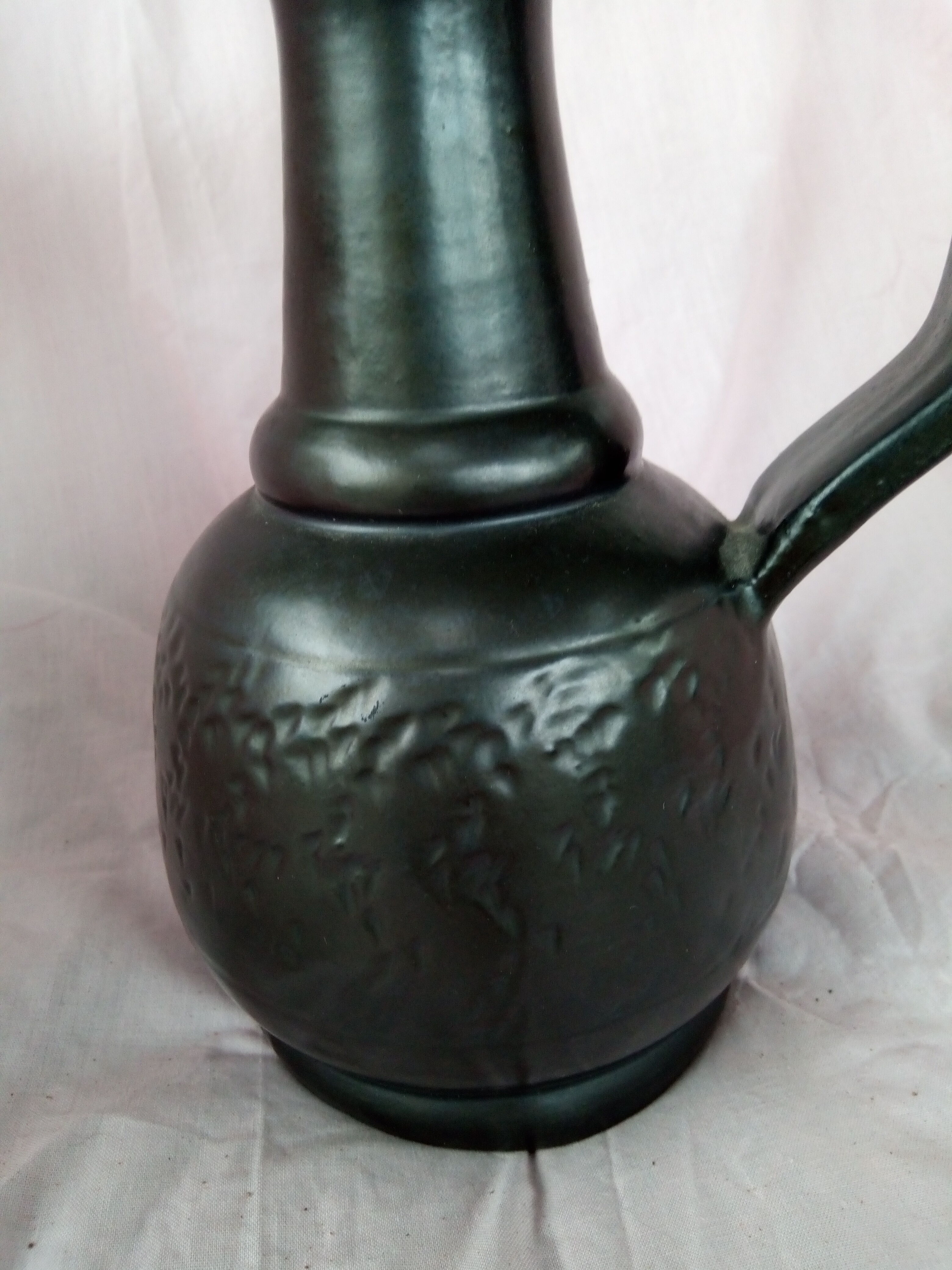 Black ceramic pitcher Vallauris by Lunetta