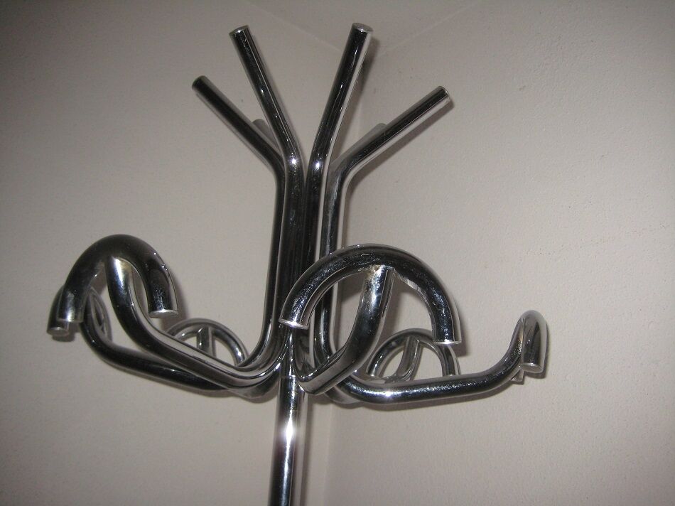 Vintage chrome metal coat rack