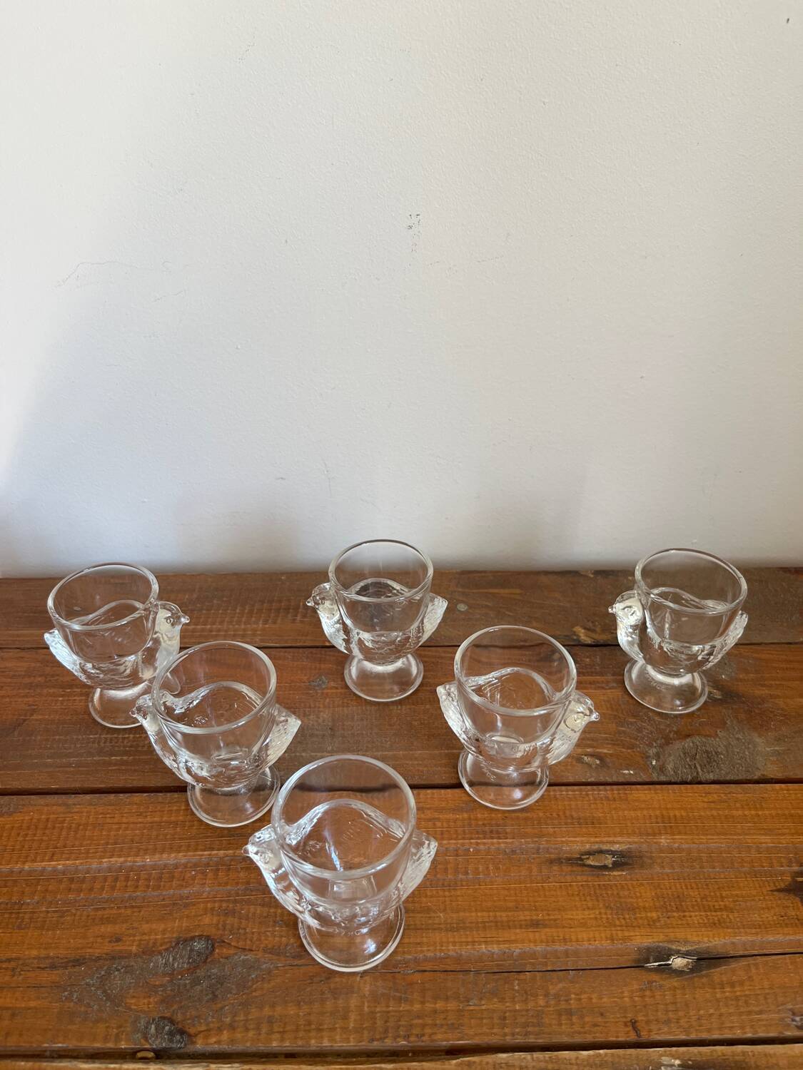 6 glass egg cups
