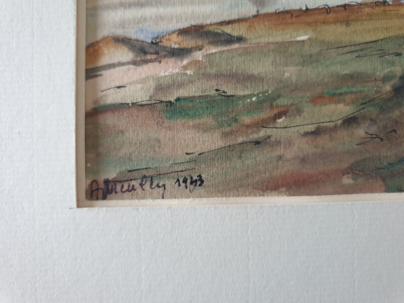 André Duculty (1912-1990) Watercolor on paper "Bord de Seine à Suresnes" Signed lower left
