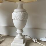 Pair of white marble table lamps