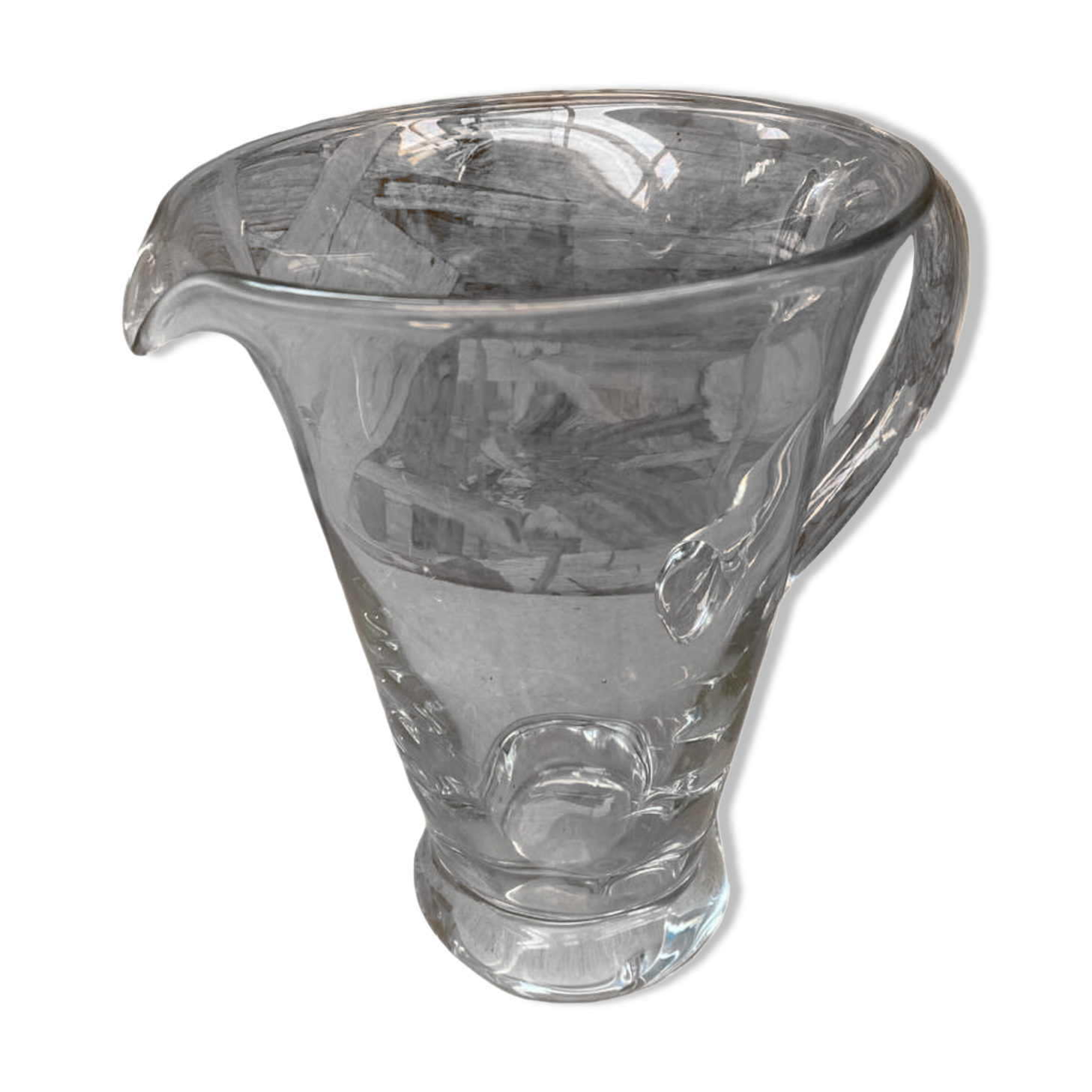 Antique Vintage Clear Blown Glass Pitcher