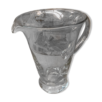 Antique Vintage Clear Blown Glass Pitcher