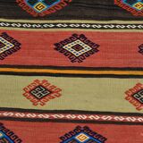 6x9 Blue & Red Details Kilim Rug,Modern Mid Century,Wool Area Rug,175x261Cm