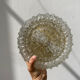 Paire appliques ou plafonniers en verre ciselé transparente et metal doré ronde vintage 1970