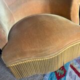 Vintage mustard yellow velvet toad armchair